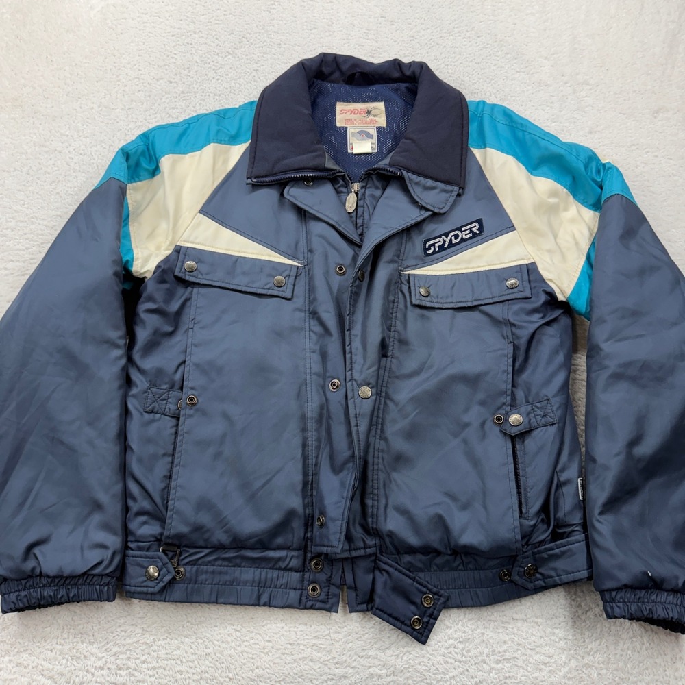 Vintage‎ Spyder Entrant Ski Jacket Mens Medium Navy Blue Teal Colorblock Japan
